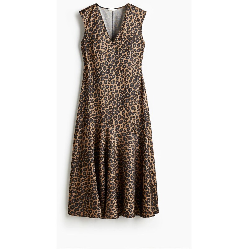 H&M - Saténové šatys výstřihem do V - černá 108133164