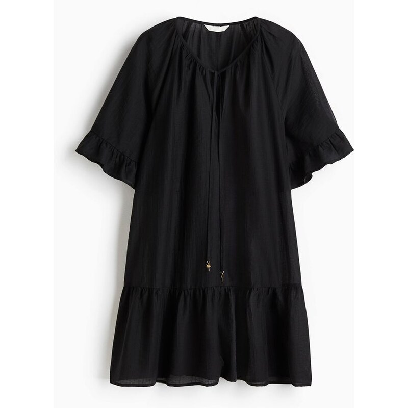 H&M - Tunikové šatys vázacím detailem - černá 108133263