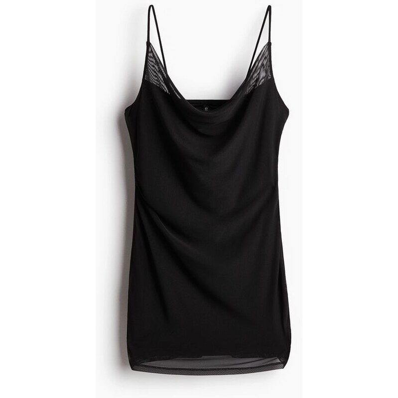 H&M - Řasené šaty zesíťoviny - Černá
