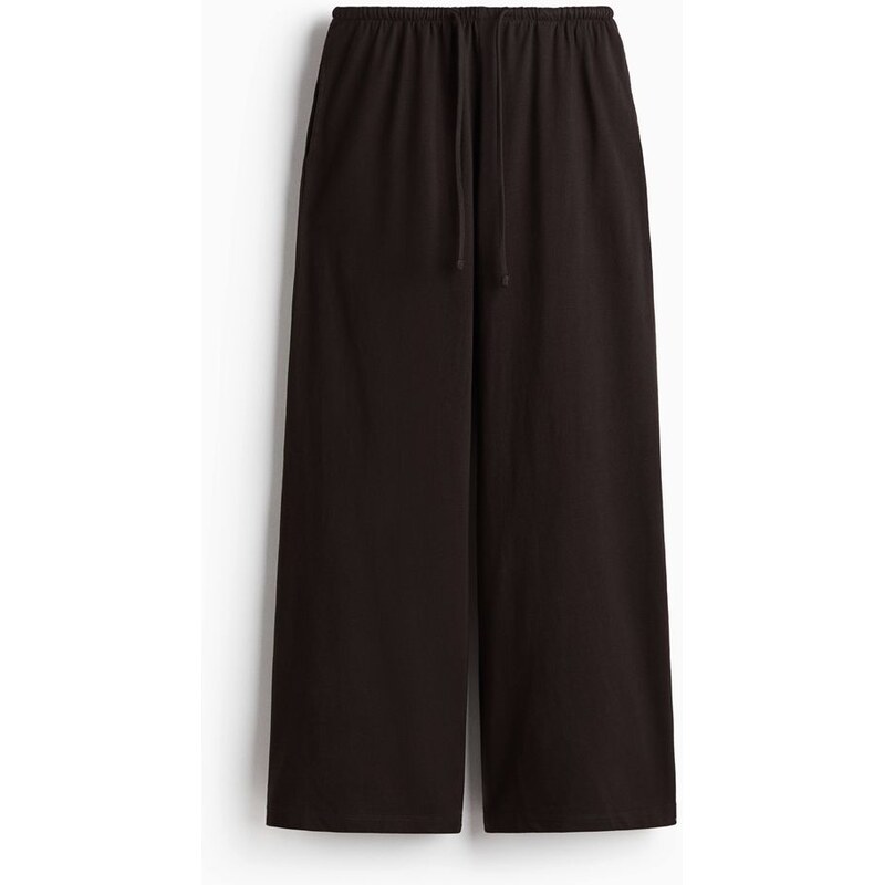 H&M - Bavlněné kalhoty se stahovací šňůrkou - hnědá 108133387