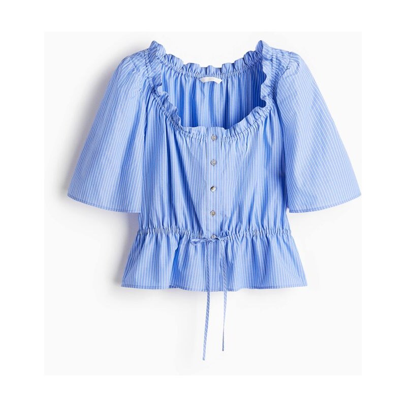H&M - Bavlněná halenkas volánkovým lemem - modrá 108133391