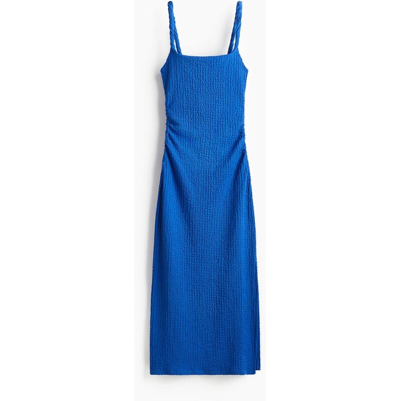 H&M - Šaty midi z žerzejes texturou - modrá 108133515