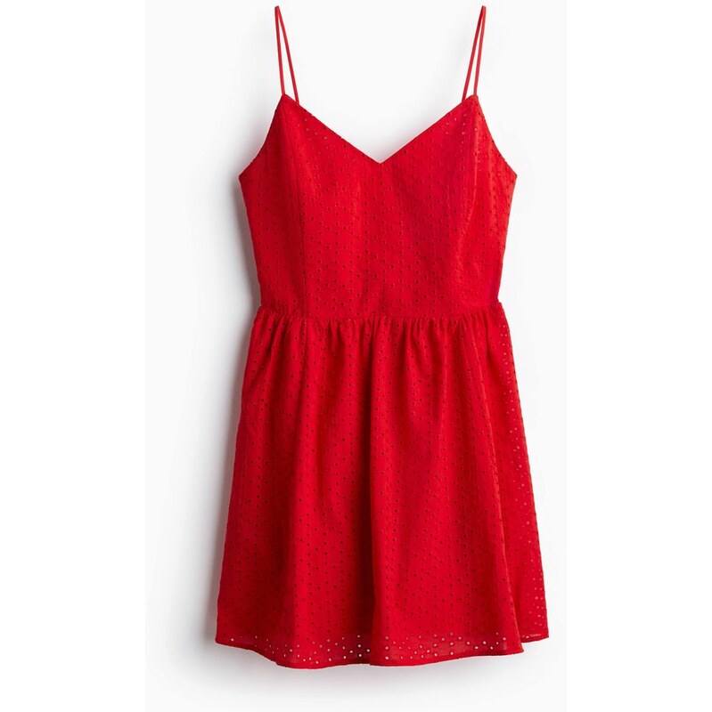 H&M - Šaty na ramínkas madeirou - Červená