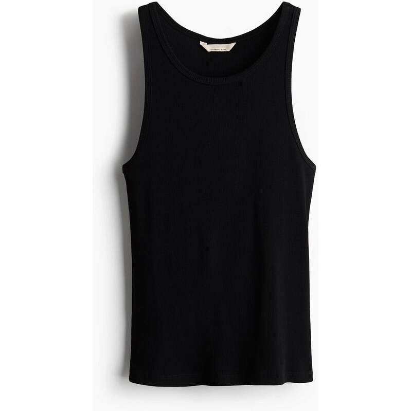 H&M - Žebrované tílko ze směsi hedvábí - Černá