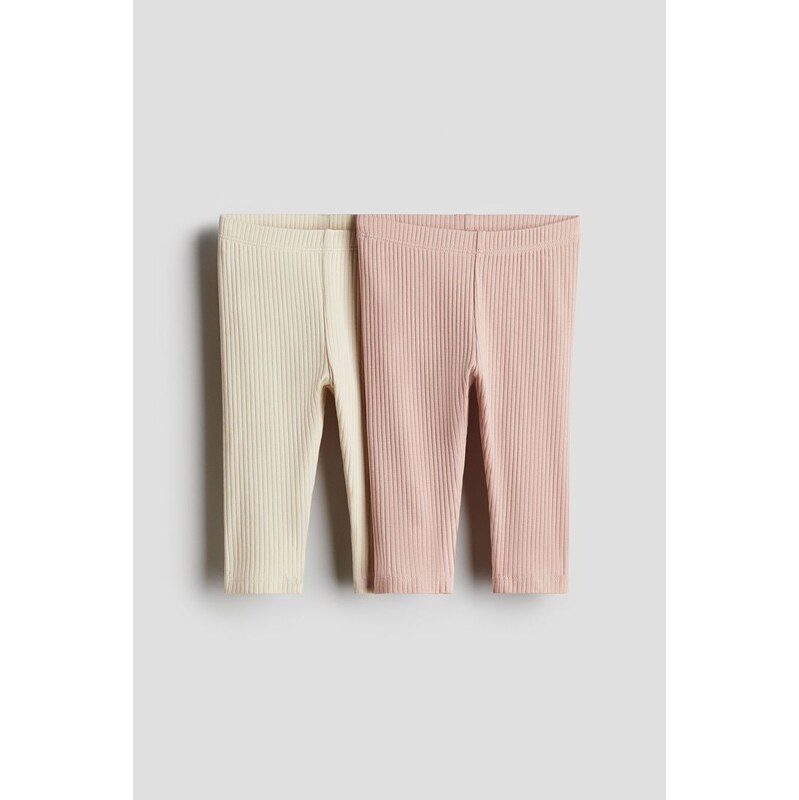 H&M - Legíny 2 kusy - Světlá Tlumená Růžová/Béžová