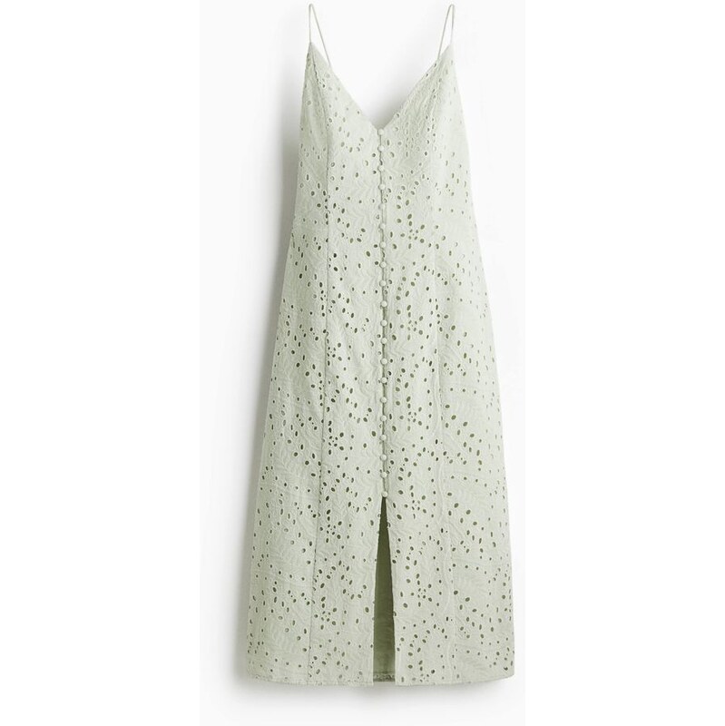 H&M - Šaty na ramínkas madeirou - Světle Zelená