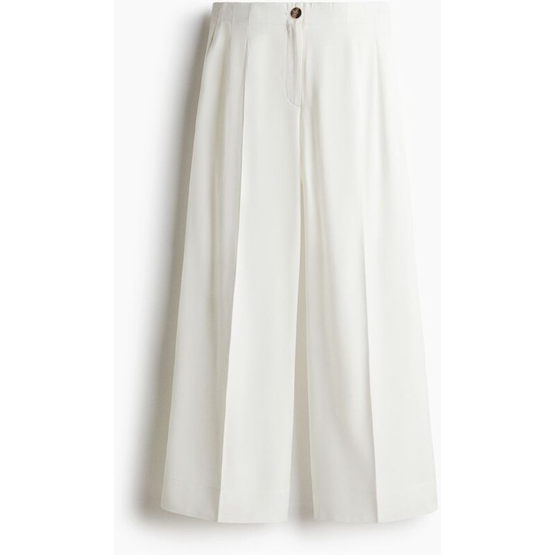 H&M - Široké kalhoty ke kotníkům - bílá 108134051