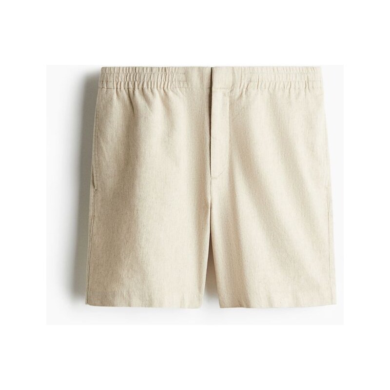 H&M - Šortky z lněné směsi Regular Fit - Světle Béžová