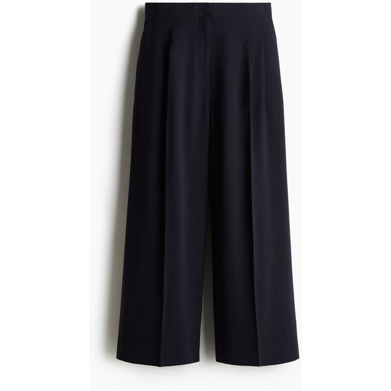 H&M - Široké kalhoty ke kotníkům - modrá 108134072