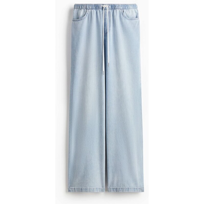 H&M - Džíny se stahovací šňůrkou - Bledý Denim Blue