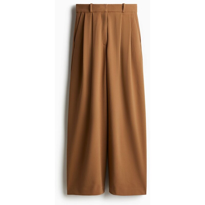 H&M - Široké kalhoty - Tmavě Béžová