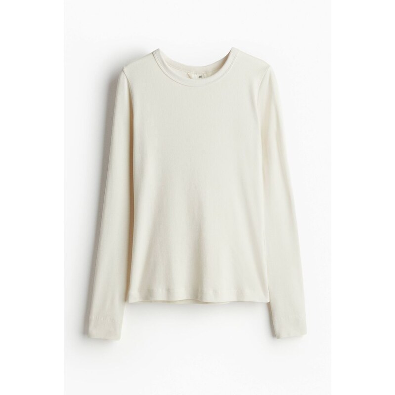 H&M - Žebrované triko - Bílá