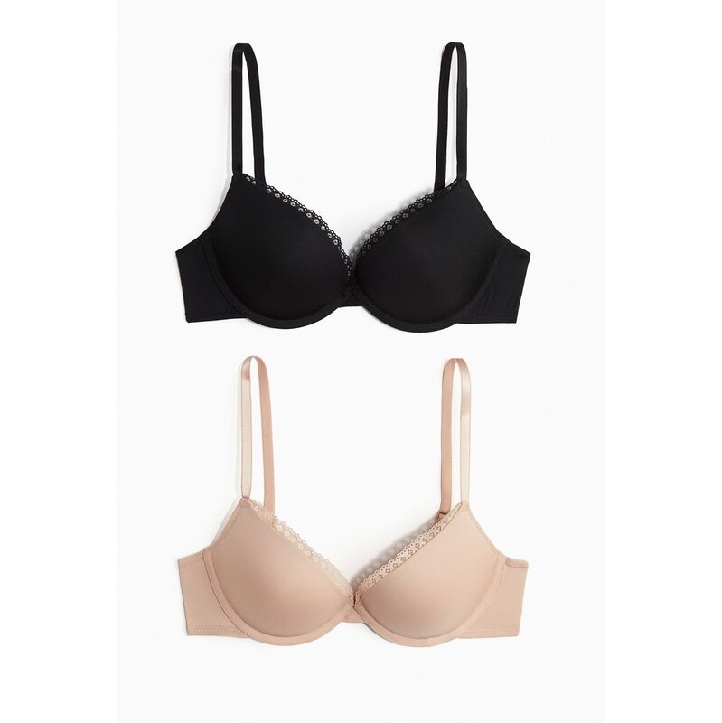 H&M - Super push-upka z mikrovlákna 2 kusy - černá 108134480