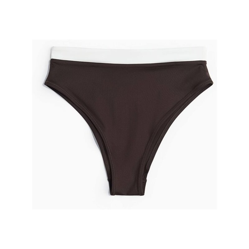 H&M - Bikinové kalhotky Cheekys vysokým pasem - Tmavě Hnědá