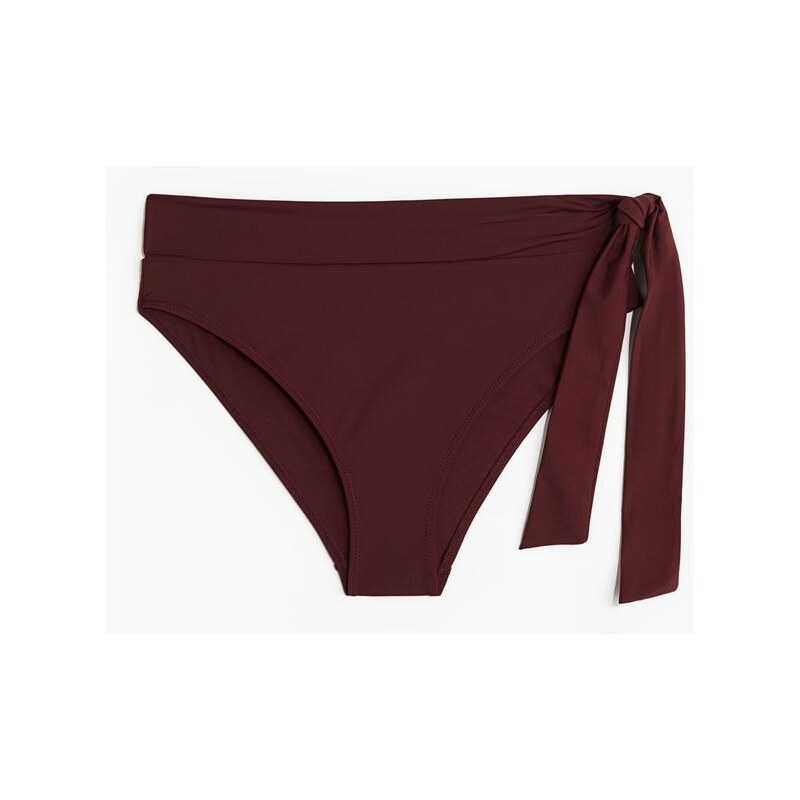 H&M - Bikinové kalhotkys vysokým pasem a zavazováním - červená 108134573