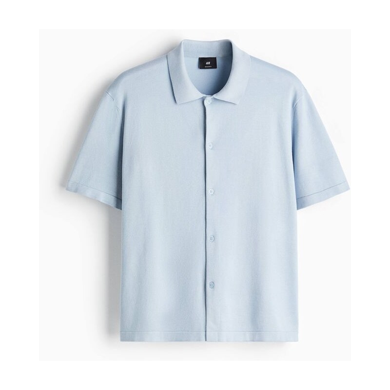 H&M - Košile z jemného úpletu Regular Fit - Bleděmodrá