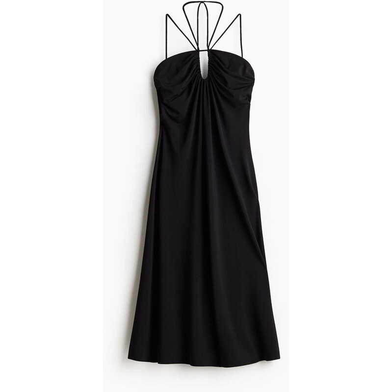 H&M - Řasené šaty halterneck - Černá