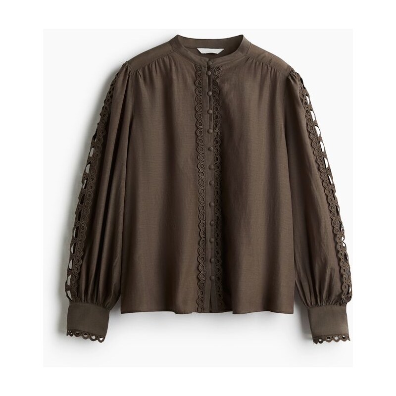 H&M - Halenka lemovaná krajkou - zelená 108134761
