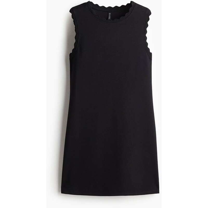H&M - Žerzejové šatys vroubkovanými lemy - Černá