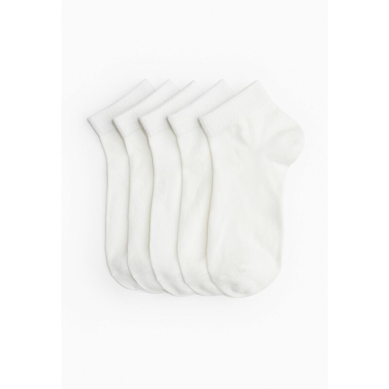 H&M - Kotníkové ponožky 5 párů - Bílá