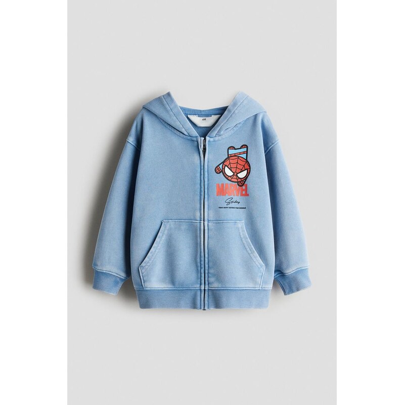 H&M - Bundas tištěným motivem as kapucí - Bleděmodrá/Marvel