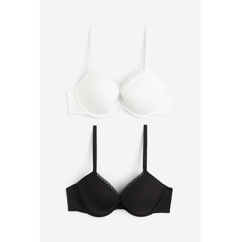 H&M - Push-upka z mikrovlákna 2 kusy - černá 108135069