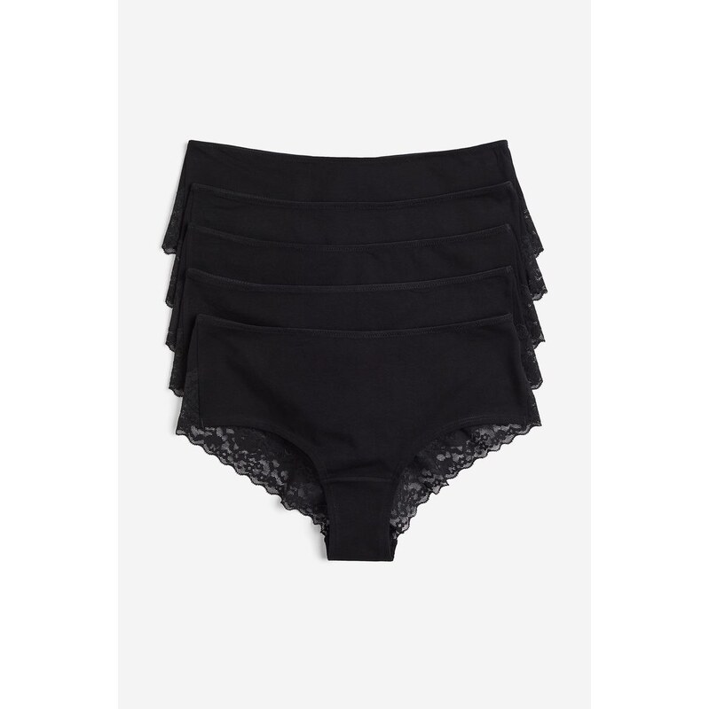 H&M - Kalhotky hipster 5 kusů - černá 108135149