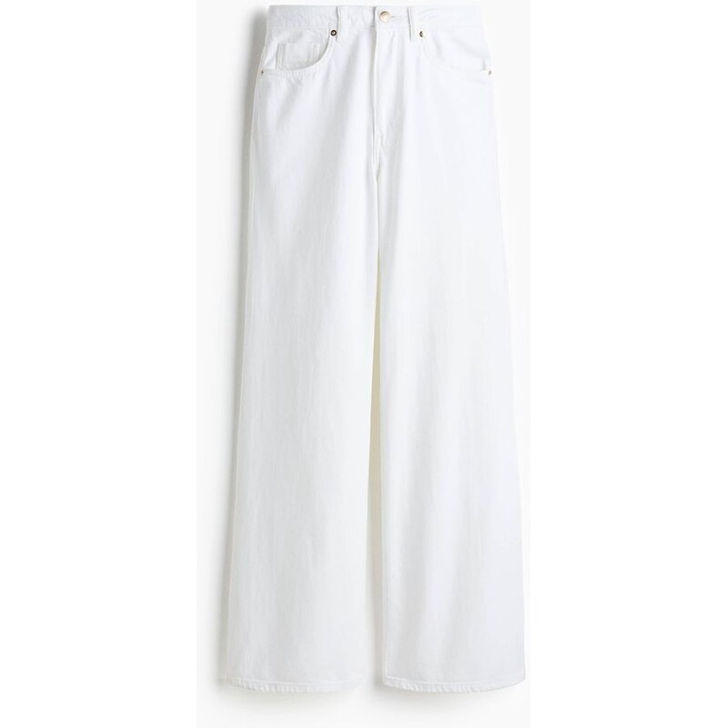 H&M - Wide Ultra High Jeans - Bílá