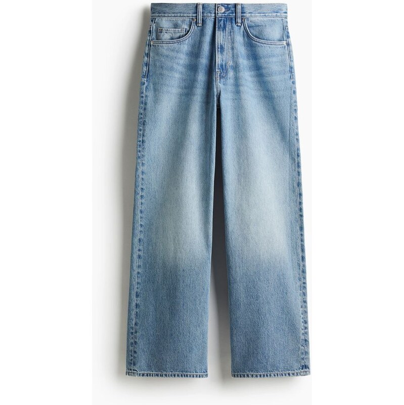 H&M - Loose Straight High Jeans - Denim Blue