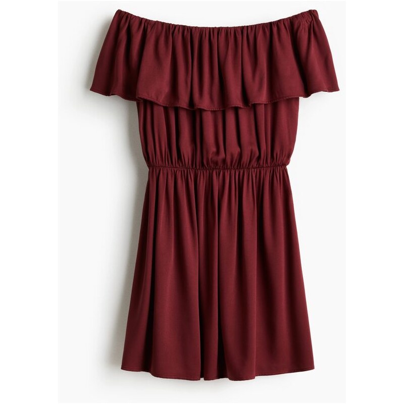 H&M - Šaty odhalující ramena - Tmavě Červená