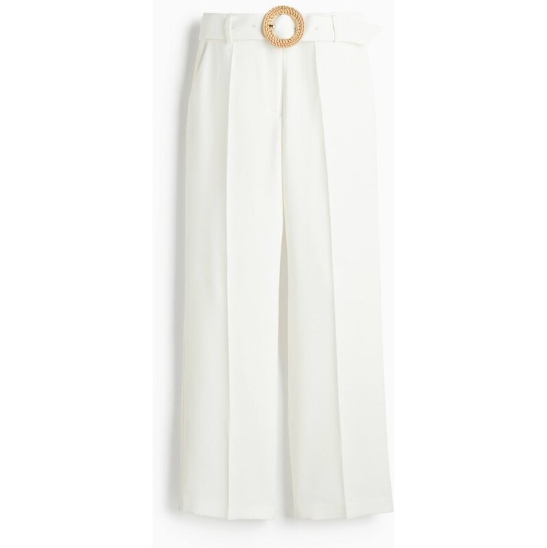 H&M - Široké elegantní kalhoty - bílá 108135412