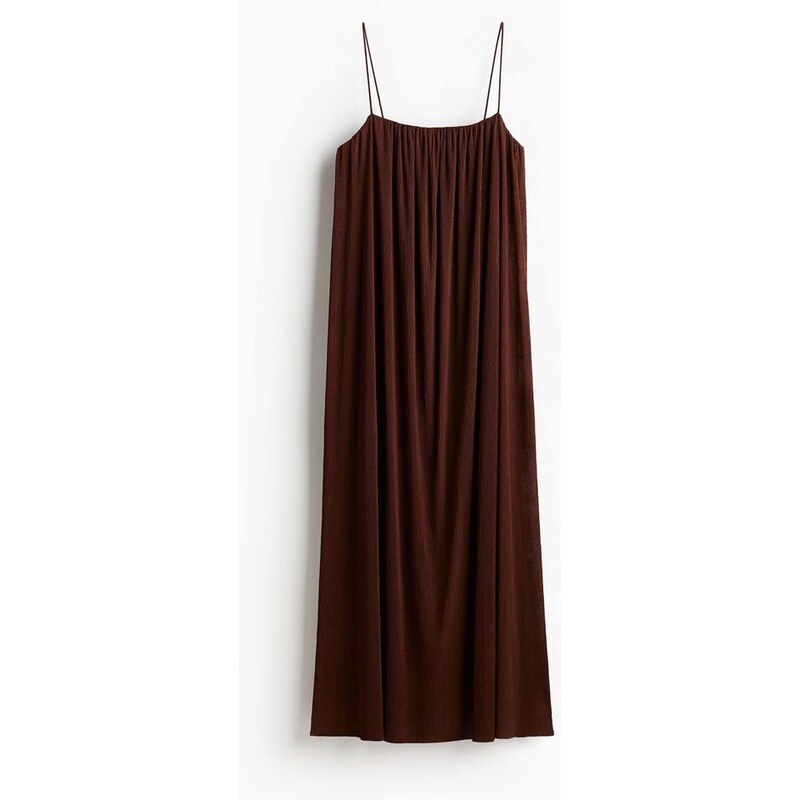 H&M - Šaty na ramínka z plisé - Tmavě Hnědá
