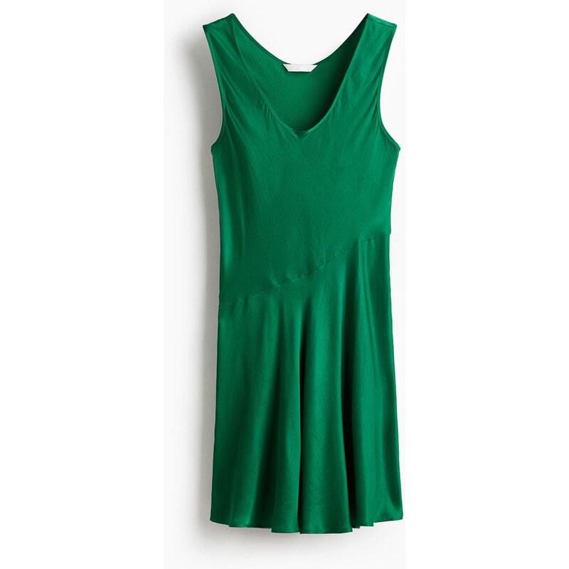 H&M - Saténové šaty Flared - Zelená