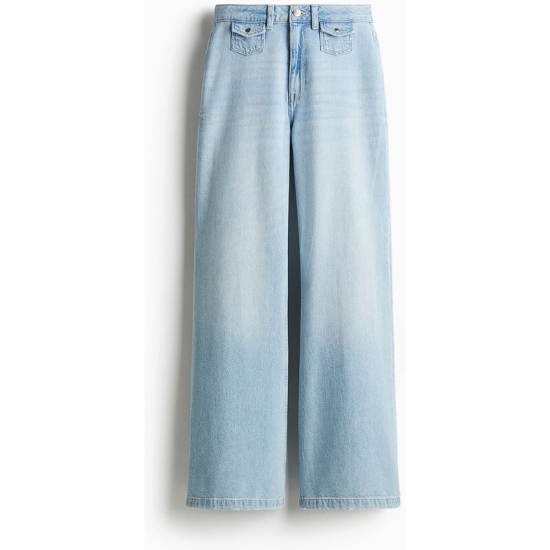 H&M - Wide Ultra High Jeans - modrá 108135489
