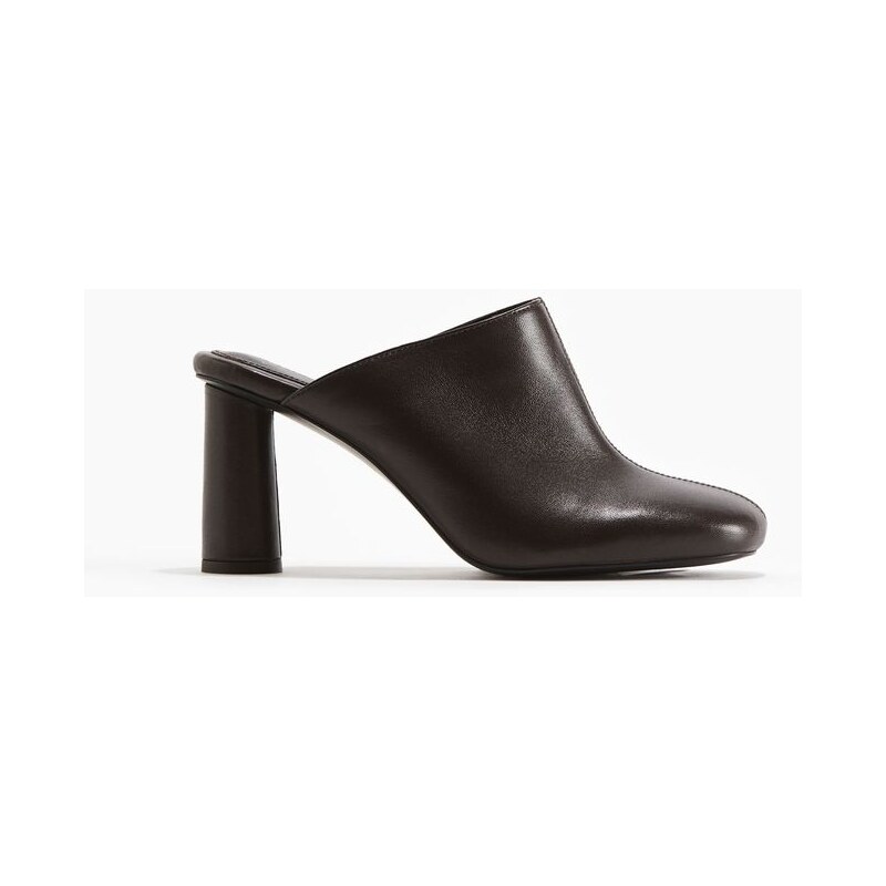 H&M - Kožené střevíce na podpatku - hnědá 108135516
