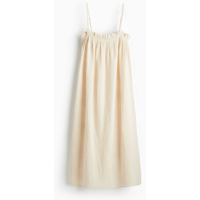 H&M - Mušelínové šaty na ramínka - Světle Béžová
