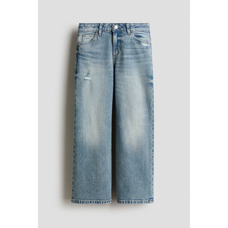 H&M - Baggy Fit Bootcut Leg Jeans - modrá 108135518