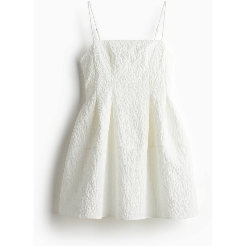 H&M - Žakárově tkané šaty na ramínka - Bílá