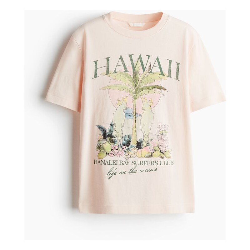 H&M - Tričkos potiskem - Pudrově Růžová/Hawaii