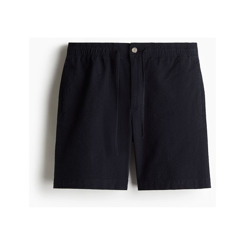 H&M - Šortky z tkaniny seersucker Relaxed Fit - Námořnická Modř