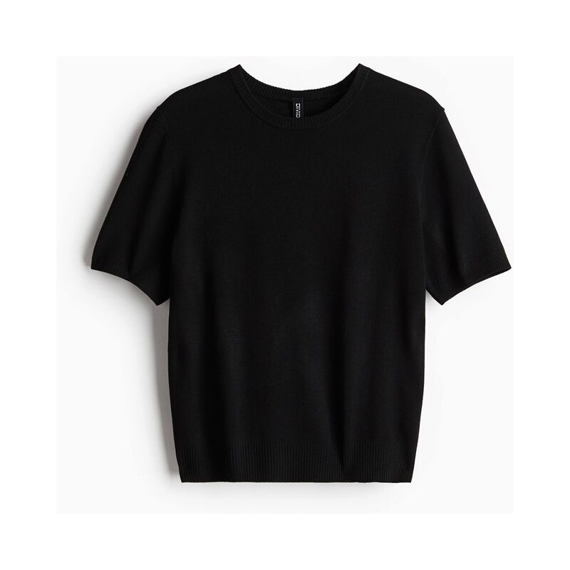 H&M - Tričko z jemného úpletu - Black