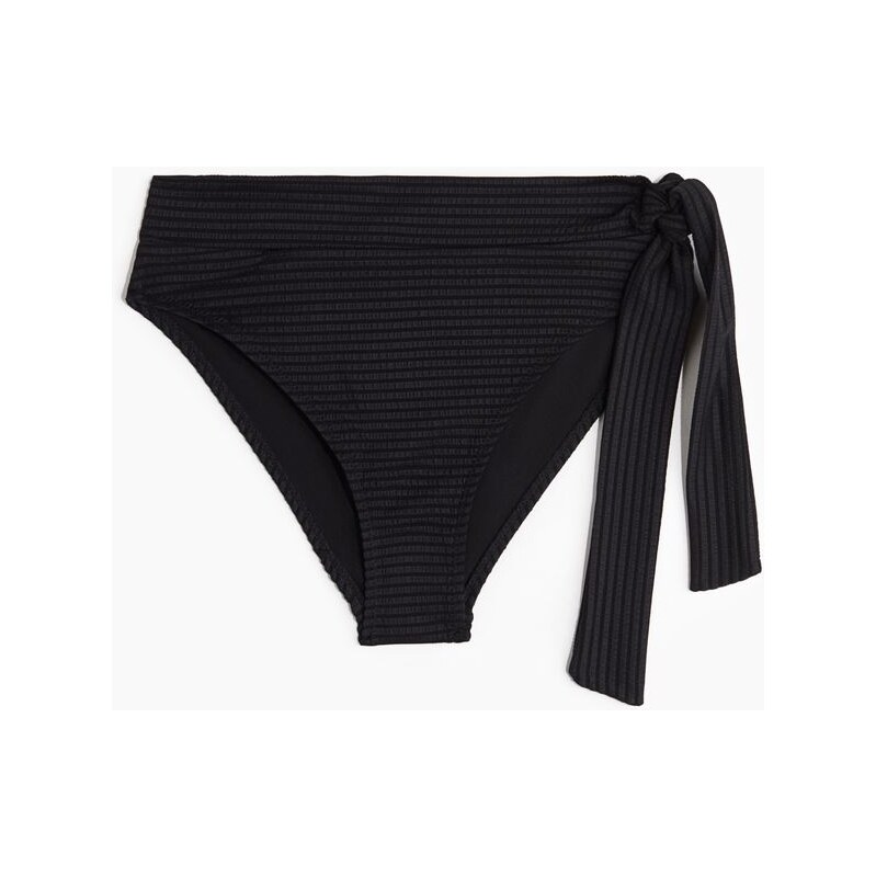 H&M - Bikinové kalhotkys vysokým pasem a zavazováním - černá 108136048