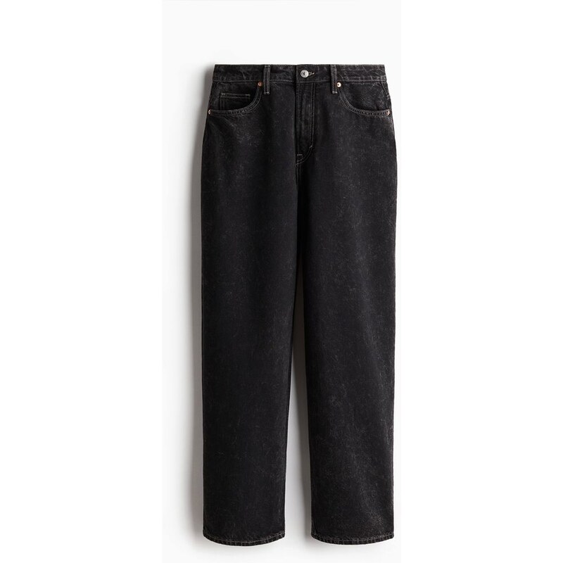 H&M - Curvy Fit Baggy High Jeans - Černá