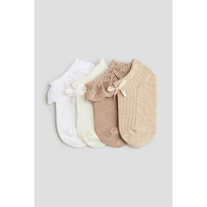 H&M - Ponožky pod kotníky 4 páry - hnědá 108136139