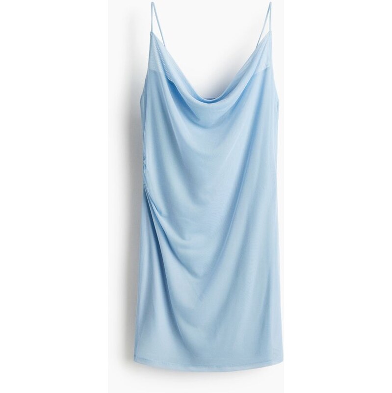 H&M - Řasené šaty zesíťoviny - Bleděmodrá