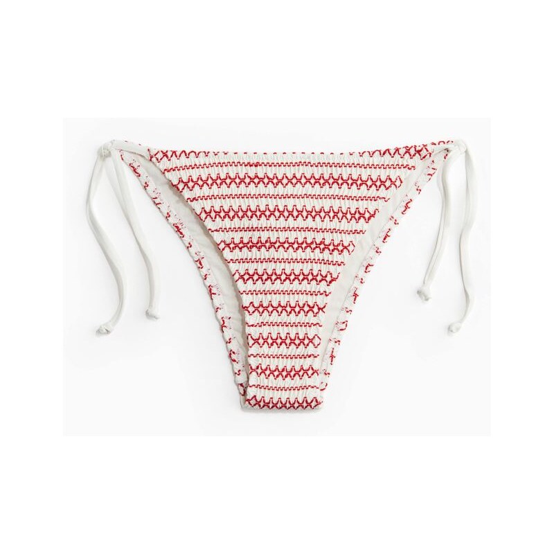 H&M - Zavazovací bikinové kalhotky tanga - Bílá/Červená