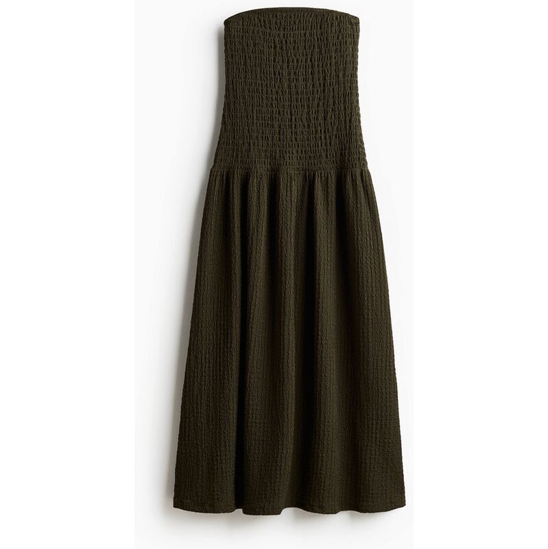H&M - Šaty bandeaus žabkováním - Tmavě Zelená