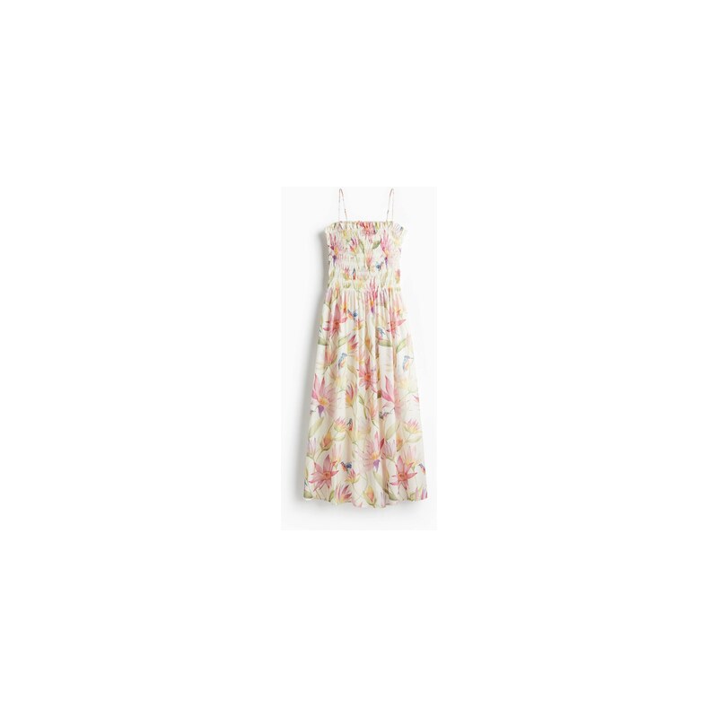 H&M - Šaty na ramínkas žabkováním - Krémová/Květinový Vzor