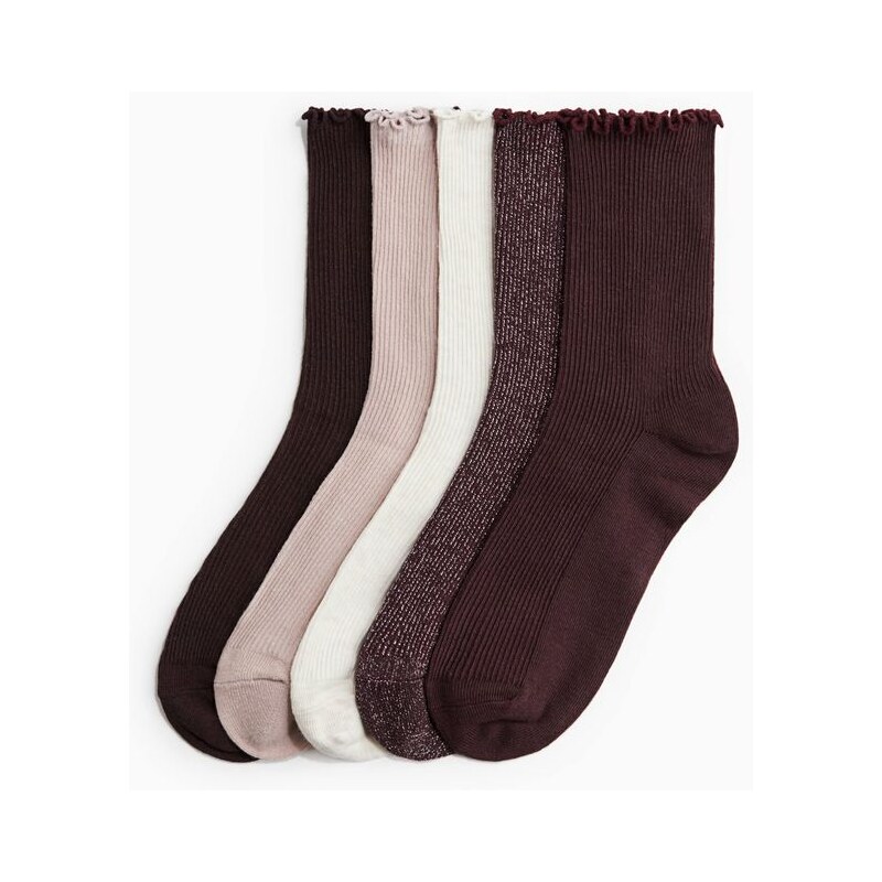 H&M - Ponožky z žebrovaného úpletu 5 párů - růžová 108136556