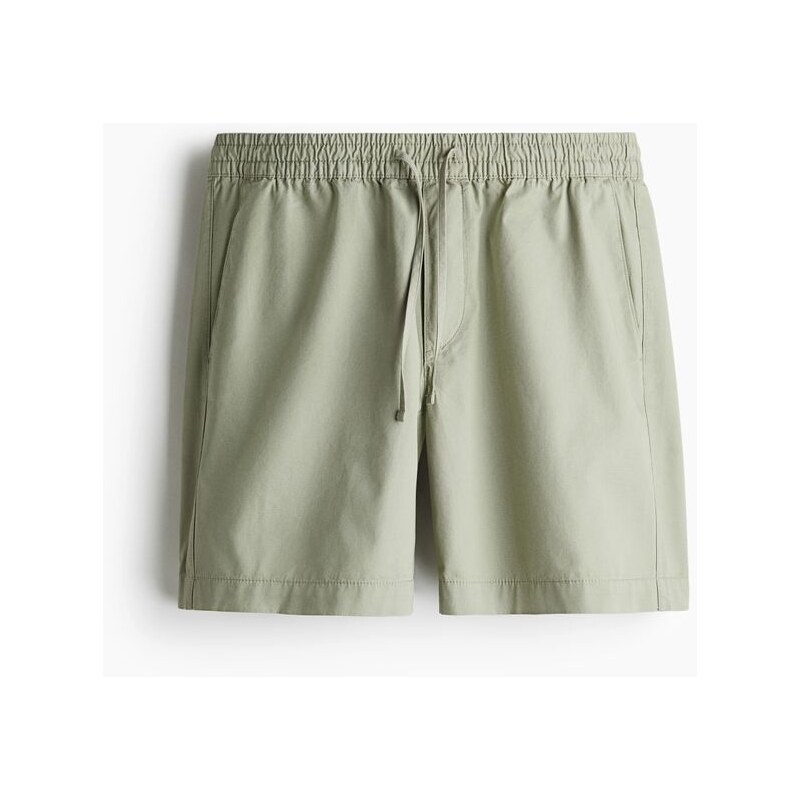 H&M - Plátěné šortky Regular Fit - Šalvějově Zelená